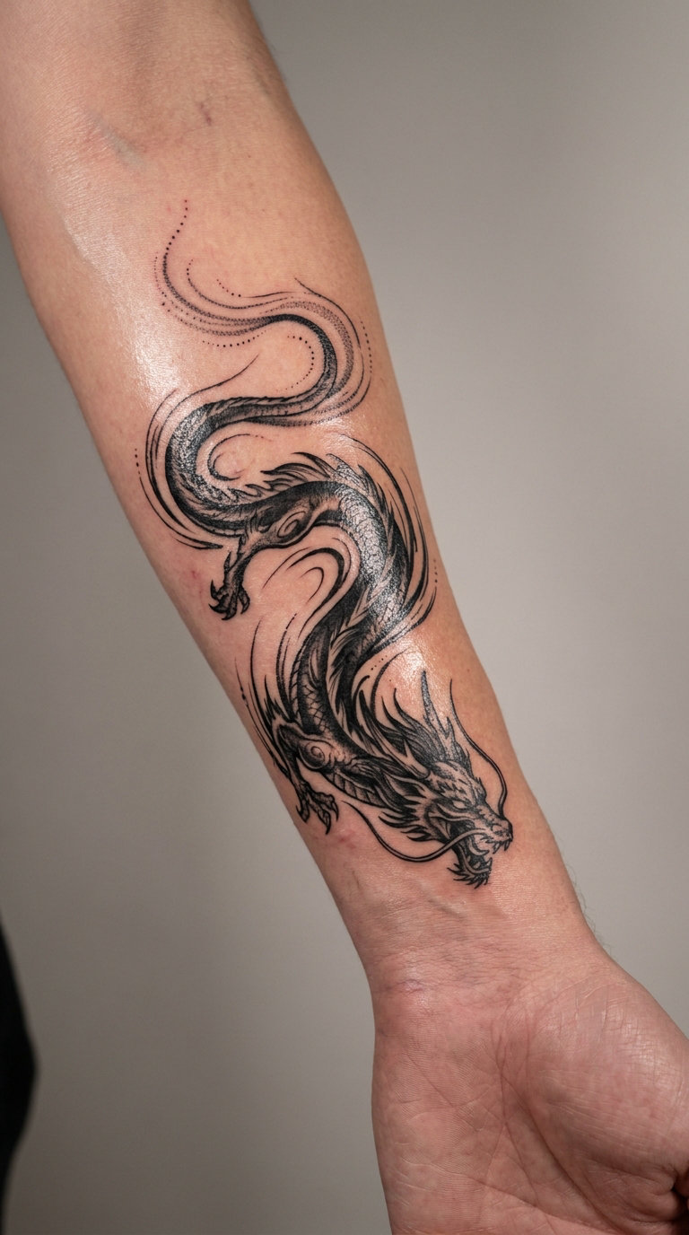 Dragon with a Dynamic Speed-Line Finish