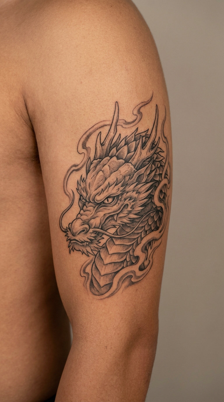 Original Dragon Portrait with Power Aura