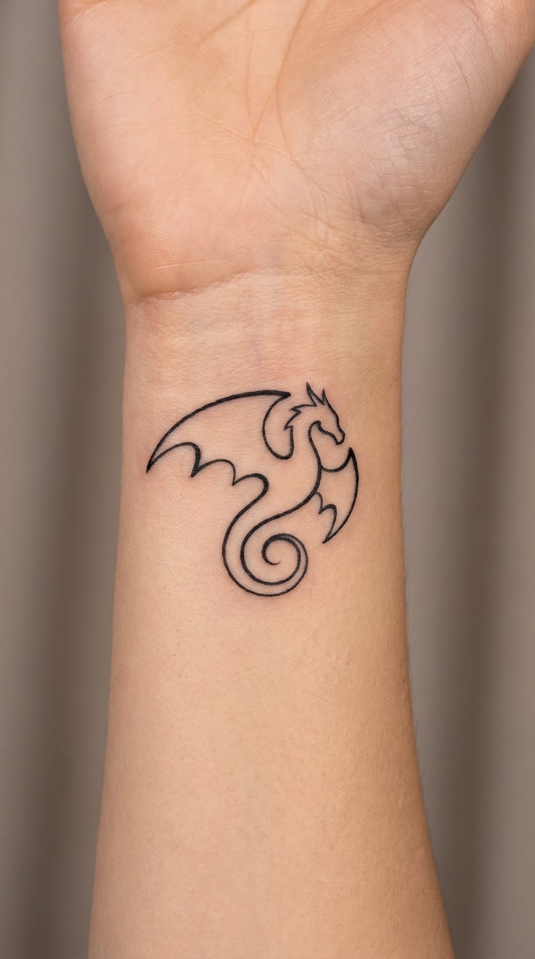 Minimalist Dragon Silhouette on the Wrist