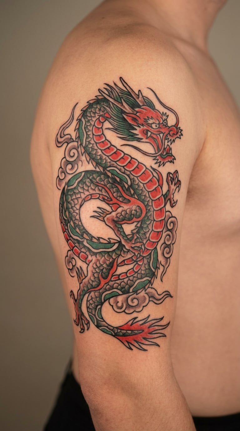 Traditional Red-and-Green Dragon