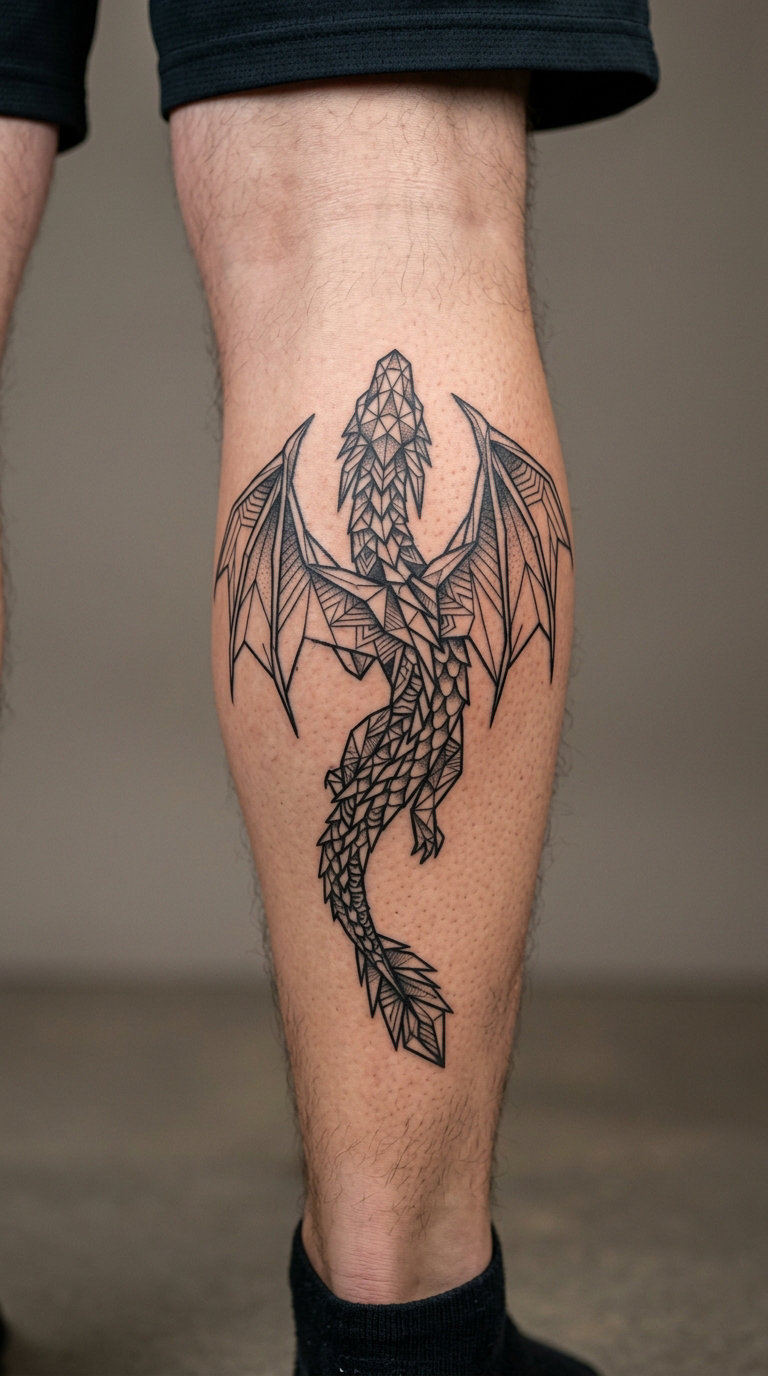 Geometric Dragon Built from Triangles
