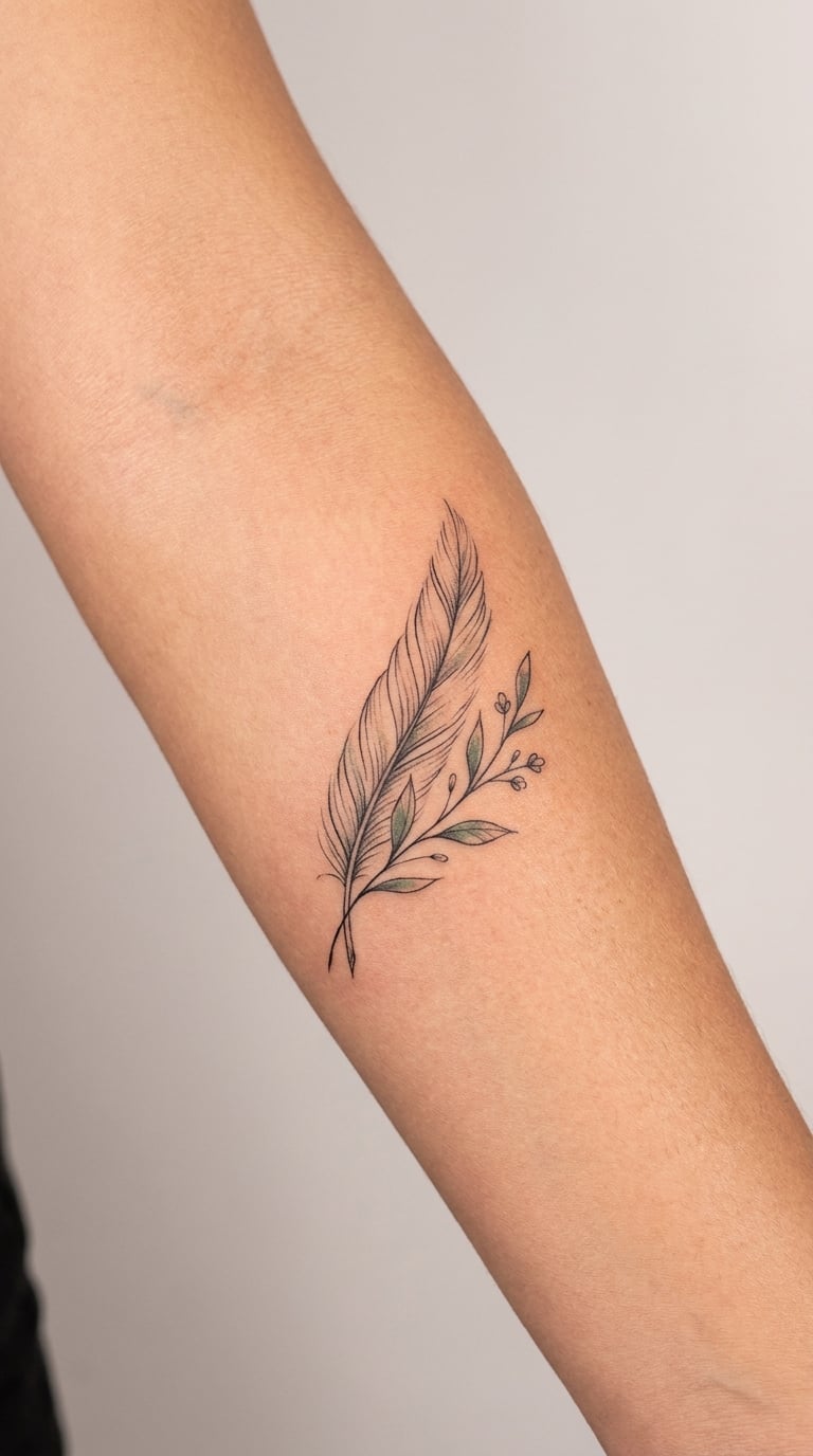Feather with Floral Accent