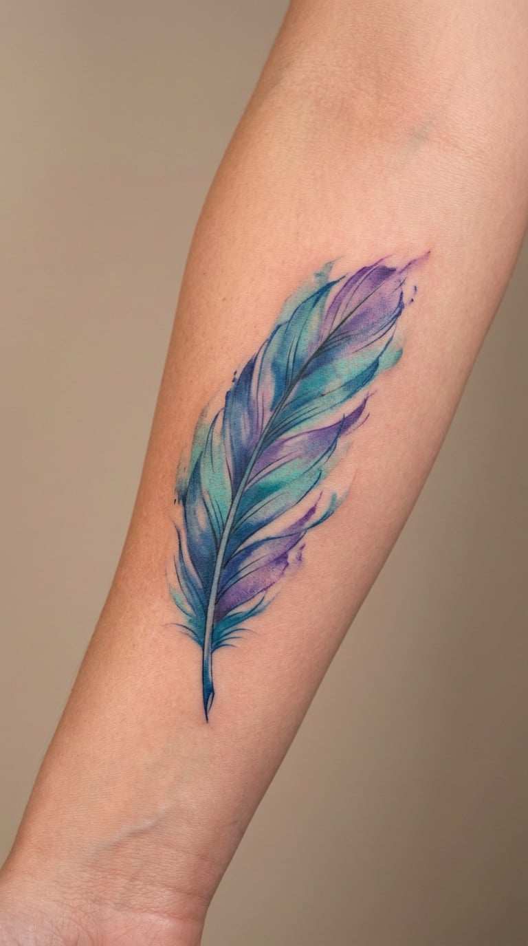 Watercolor Feather Spray