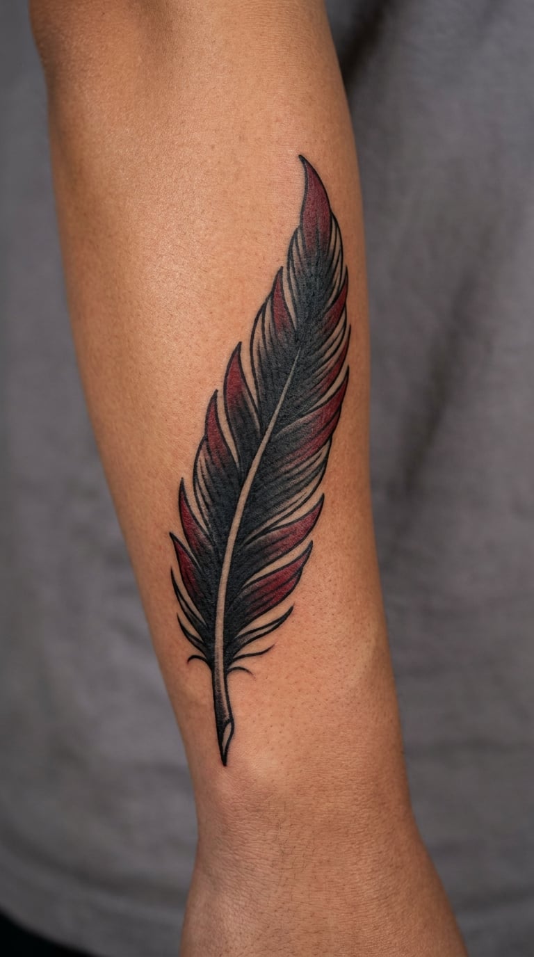 Traditional Feather with Red Accent
