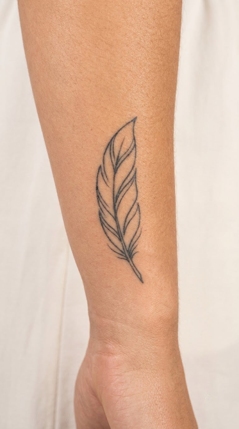 Minimal Feather Line Art