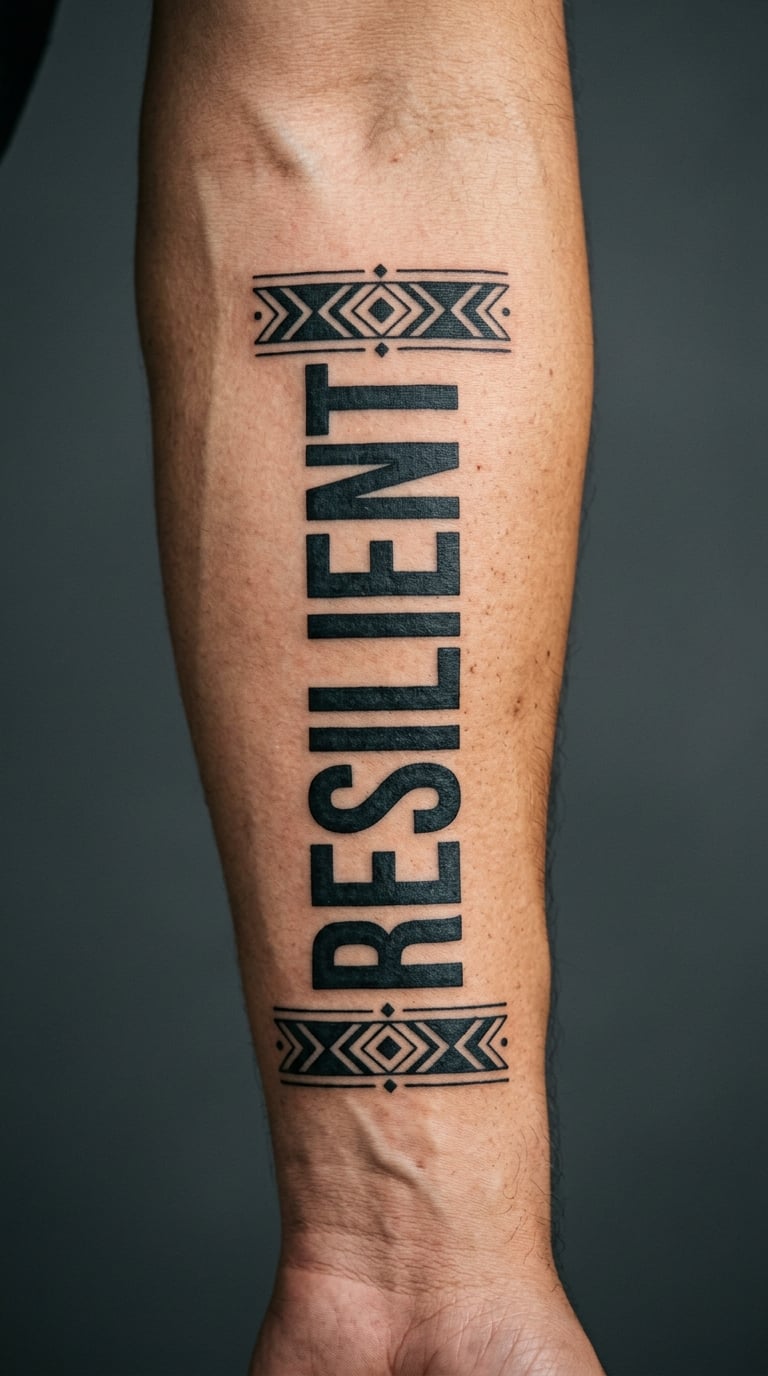 One-Word “Resilient” in Blackwork