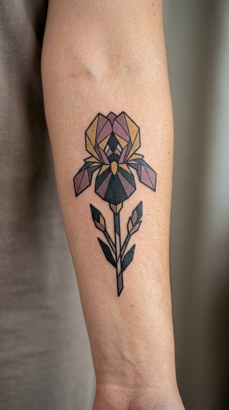 Black Iris with Stained-Glass Shading
