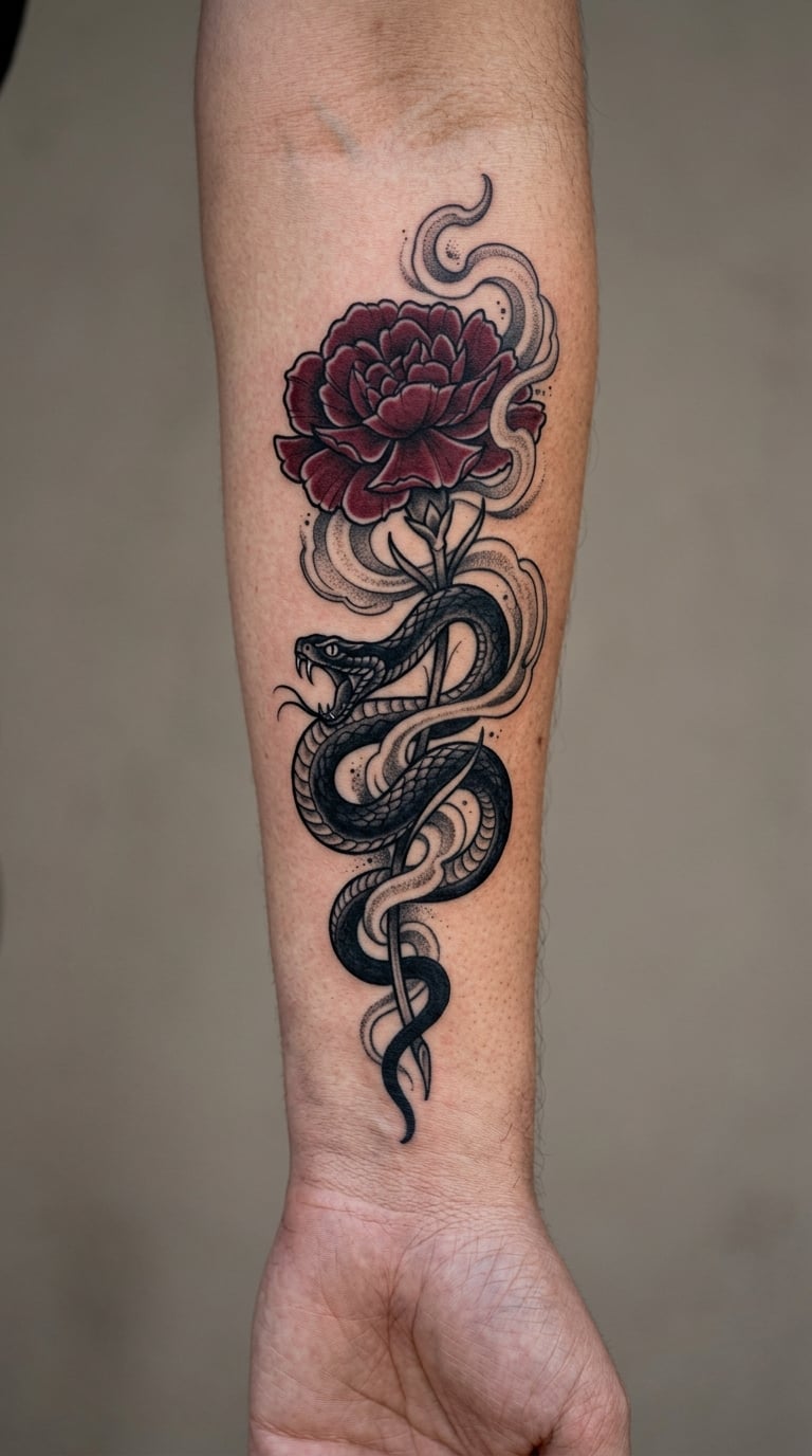 Carnation, Smoke and Serpent Stems