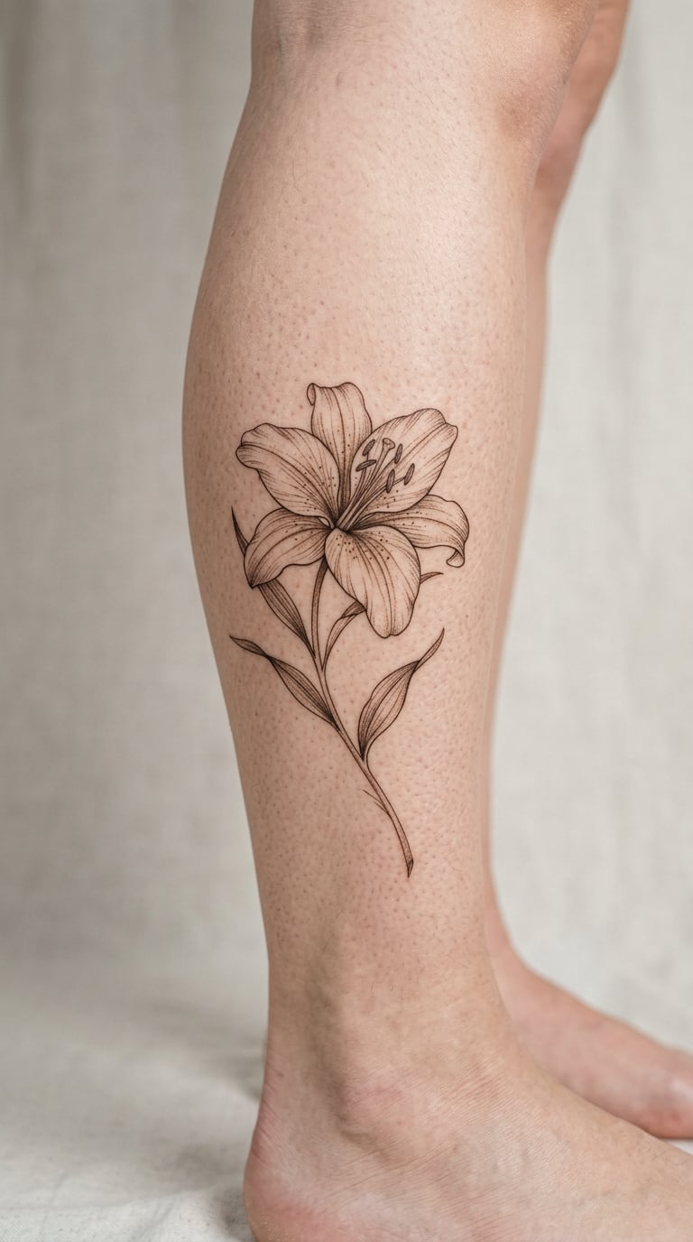 Pressed Lily in Antique Botanical Style