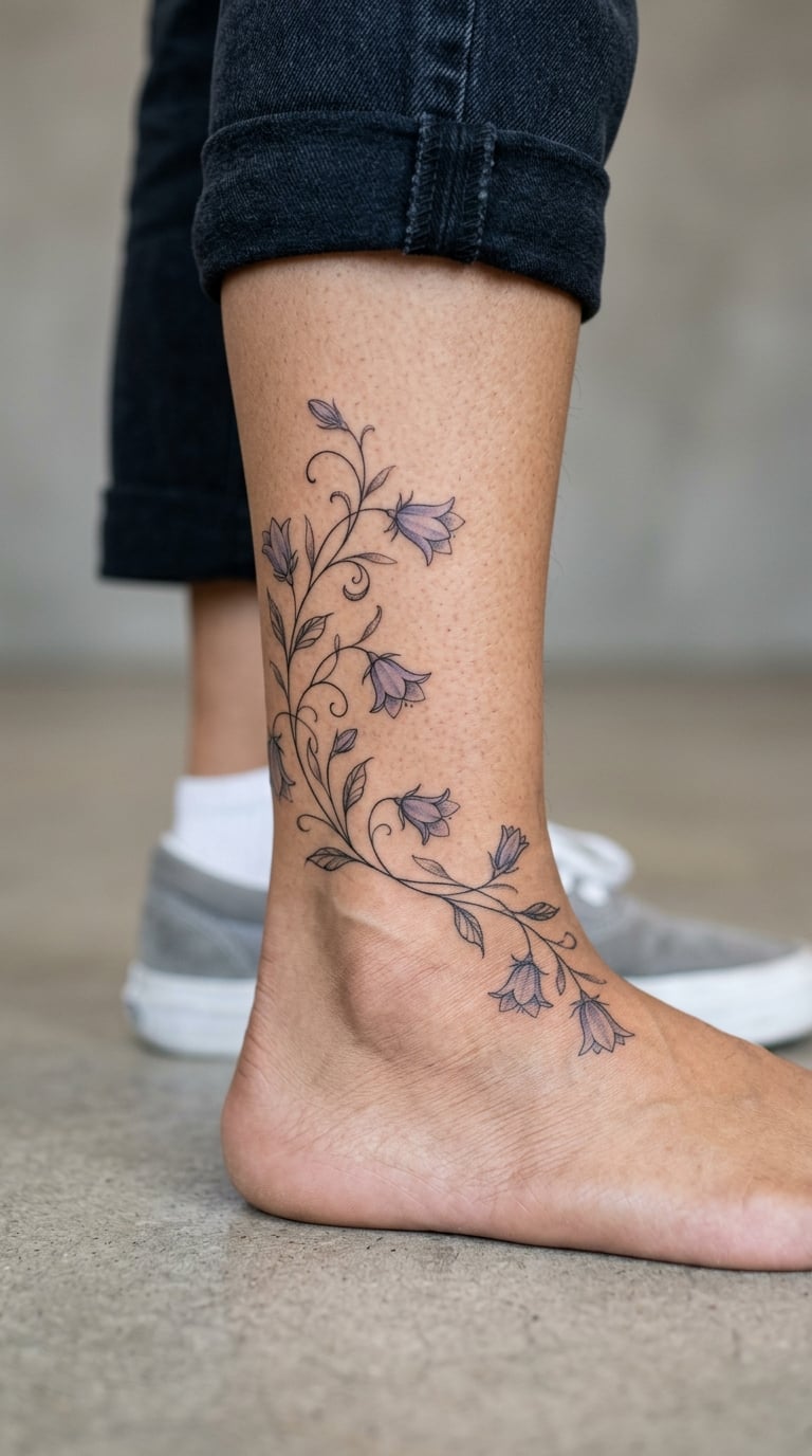 Gothic Bellflower Vine Wrapping the Ankle