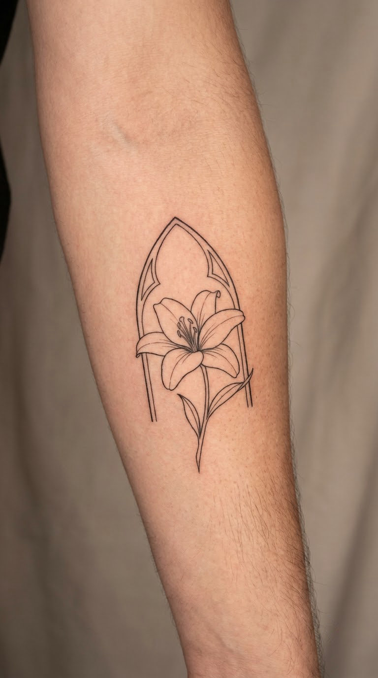 Gothic Lily Beneath a Cathedral Arch