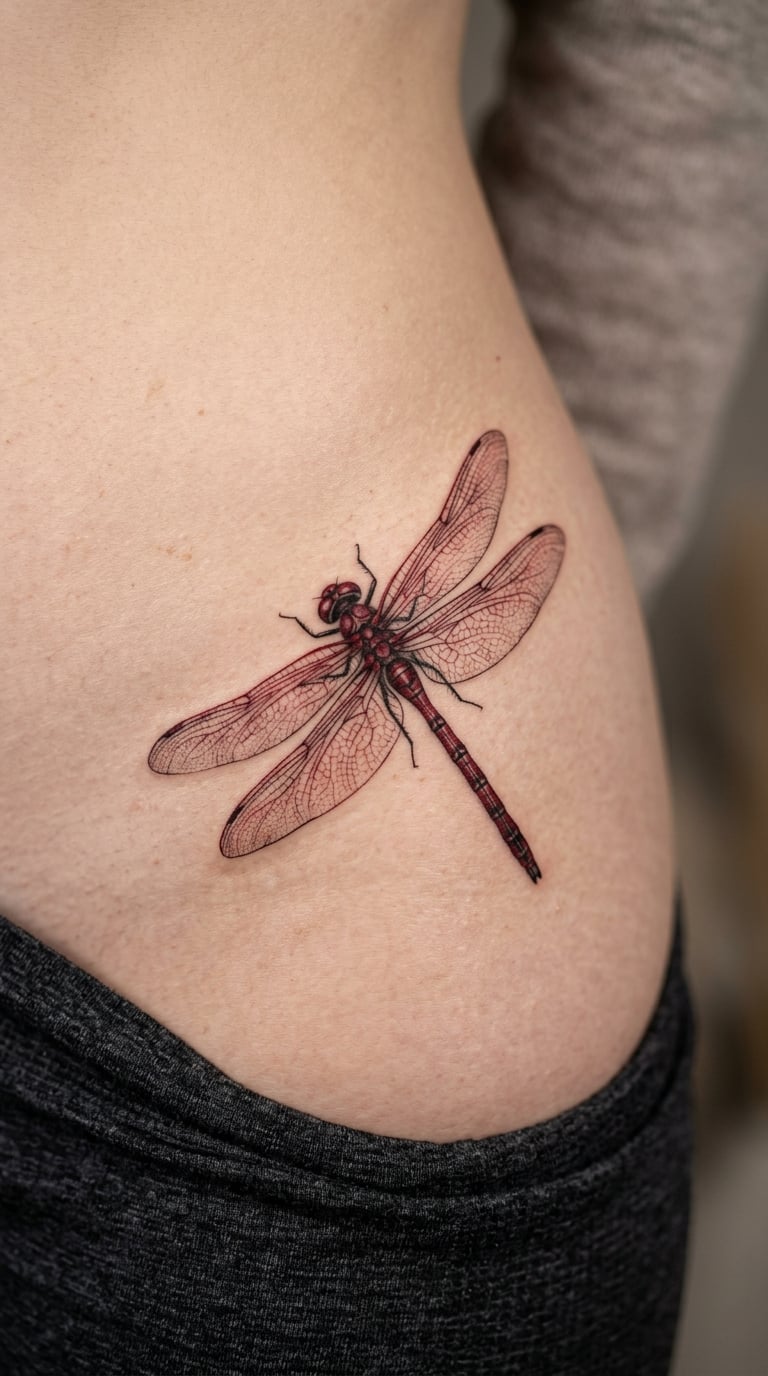 Realistic Red Dragonfly