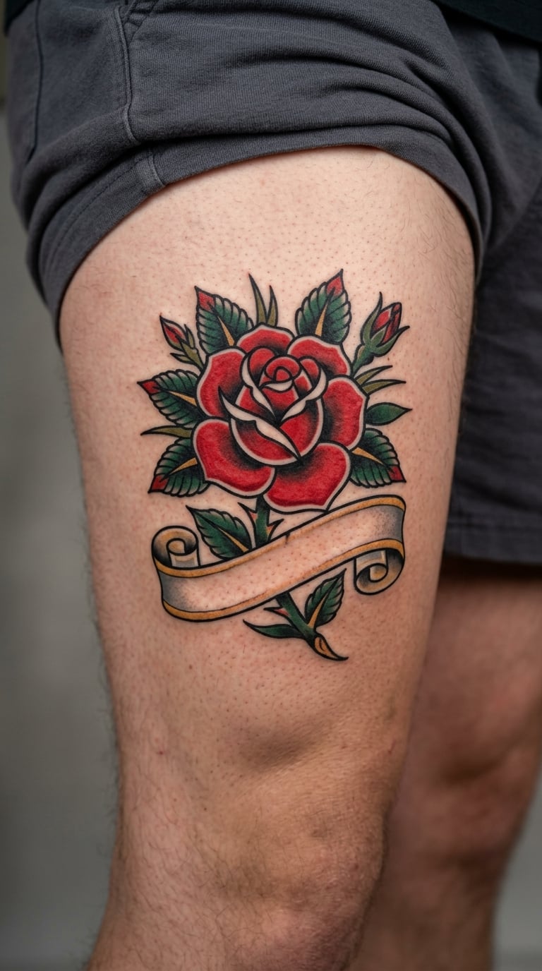Traditional Rose and Banner