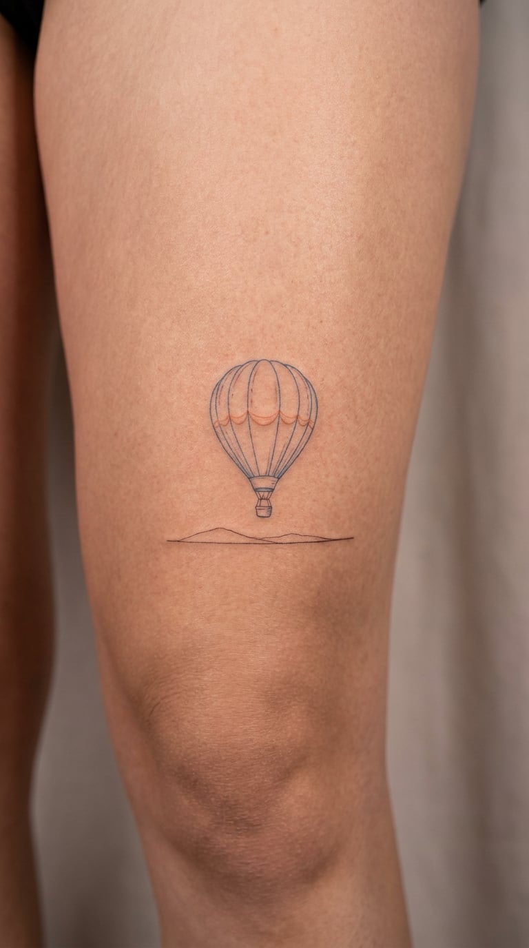 Hot Air Balloon Above a Tiny Horizon