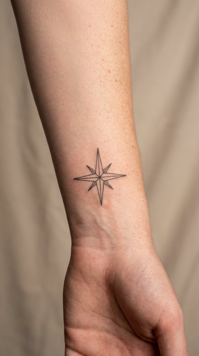 Minimal Compass Rose on the Wrist