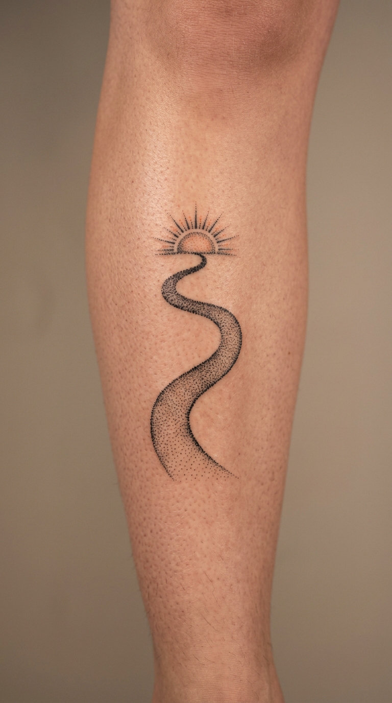 Dotwork Path Leading to a Sunrise