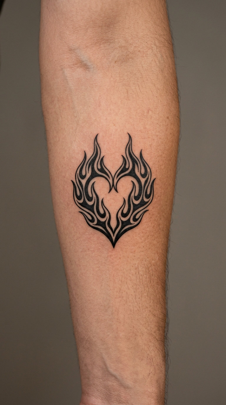 Two Flames Forming a Heart