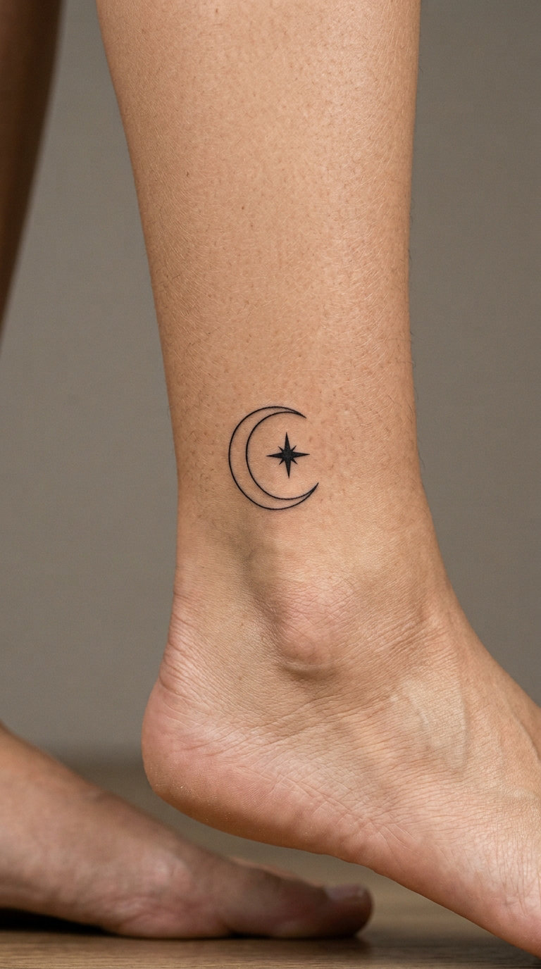 Crescent Moon Holding a Tiny Star