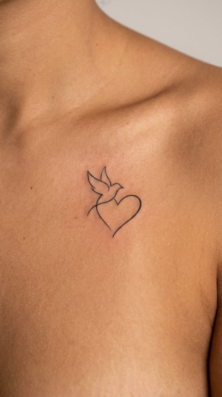 Tiny Bird Taking Flight from a Heart