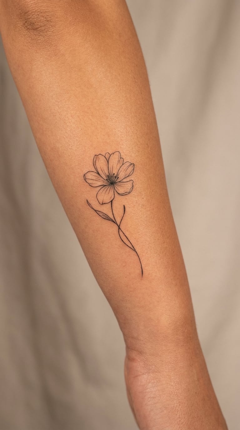 Blooming Flower with an Upward Stem