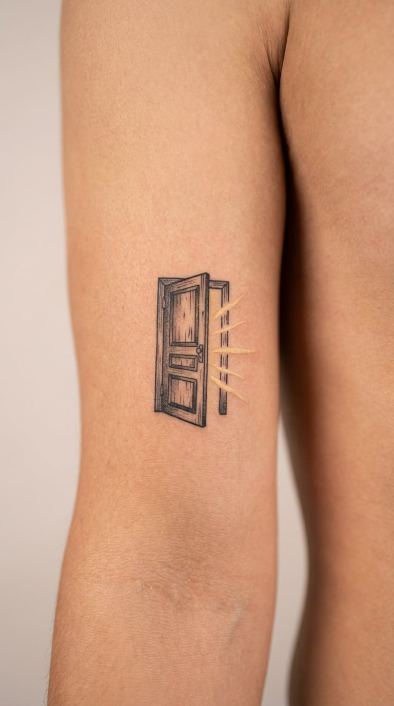 Open Door with Light in Blackwork
