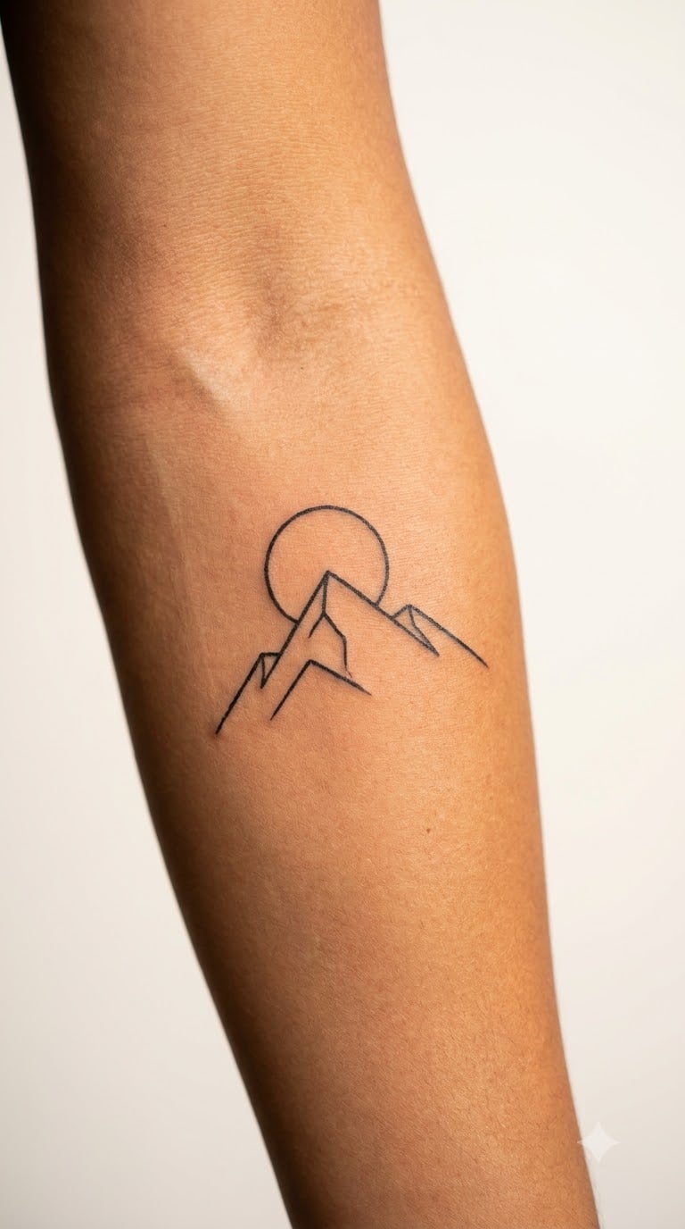 Mountain Peak Under a Rising Sun