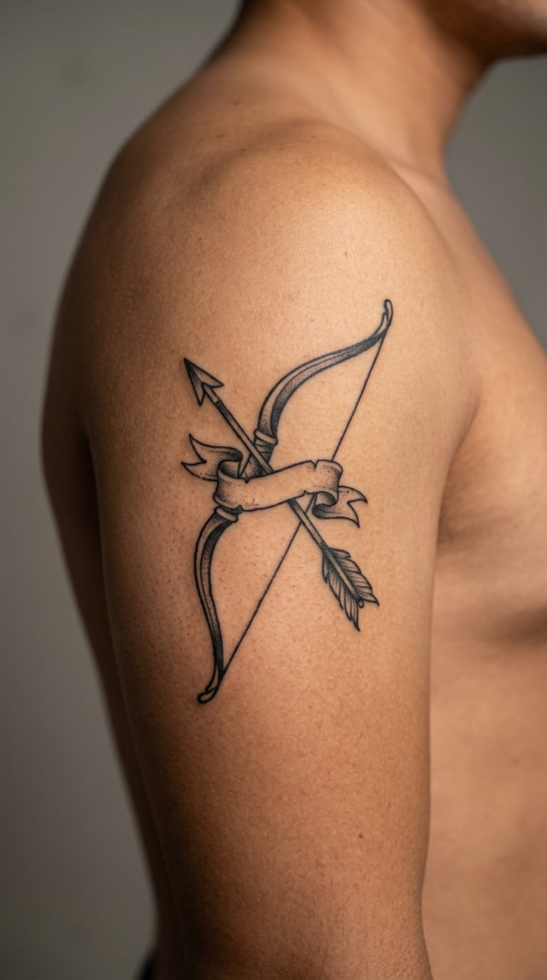 Vintage Bow and Arrow Tattoo