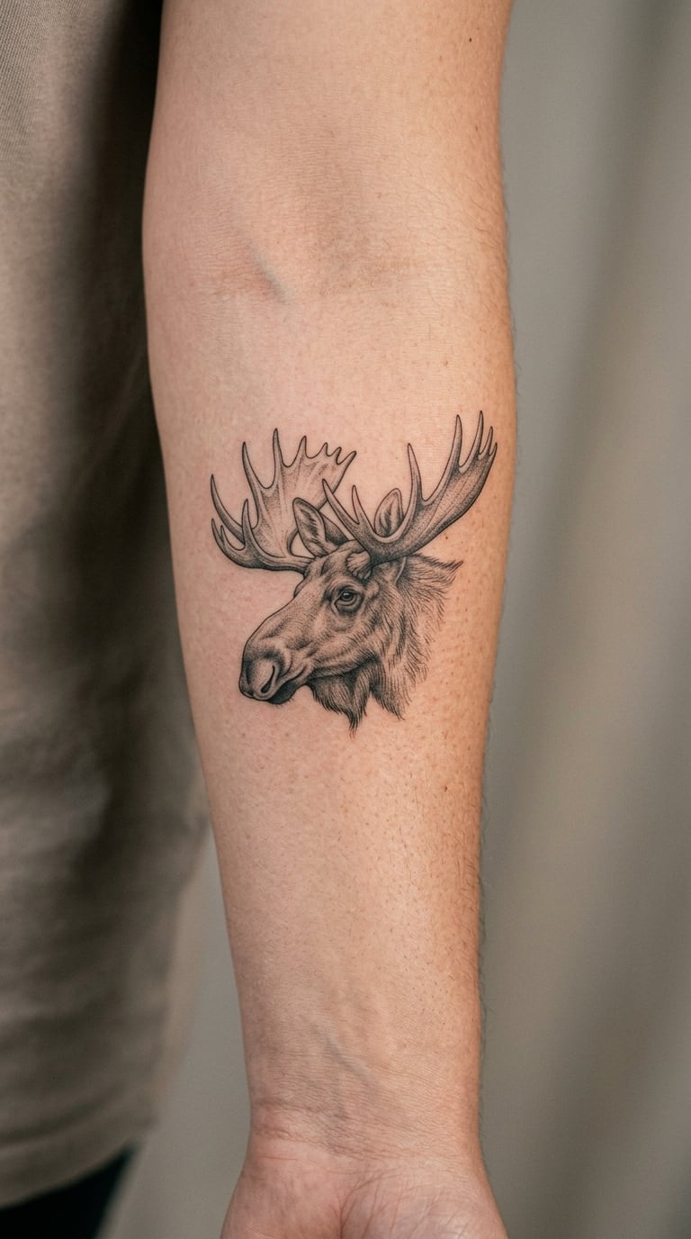 Moose Head Micro-Realism Tattoo