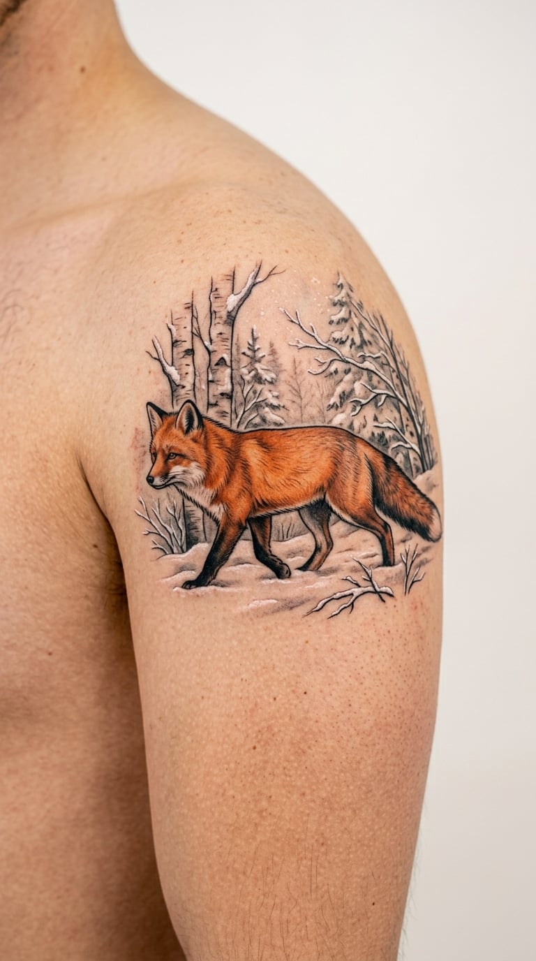 Fox in the Snow Tattoo