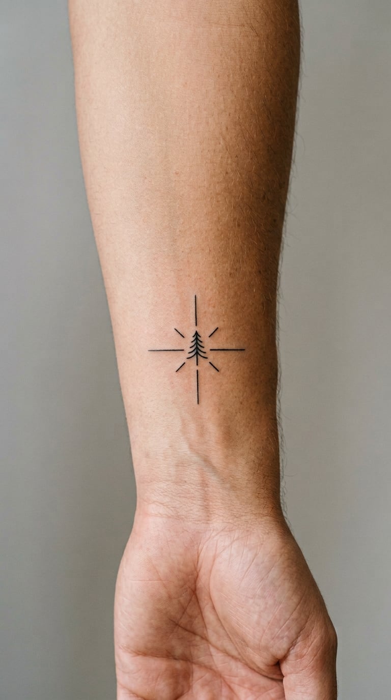 Minimal Hunting Compass Rose Tattoo