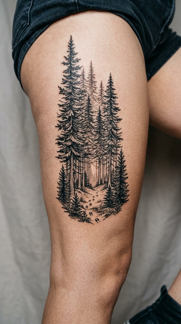 Pine Forest Hunting Hide Tattoo