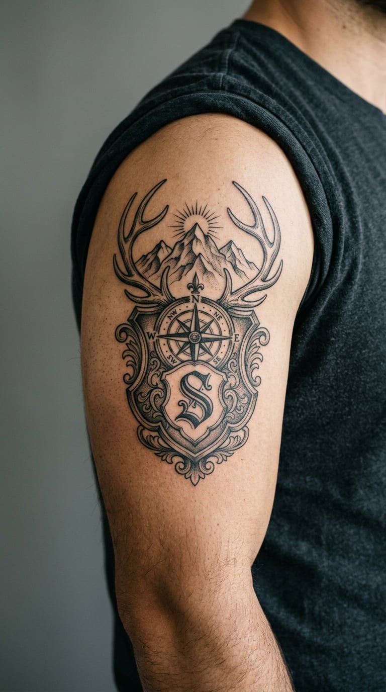 Heritage Hunting Coat of Arms Tattoo