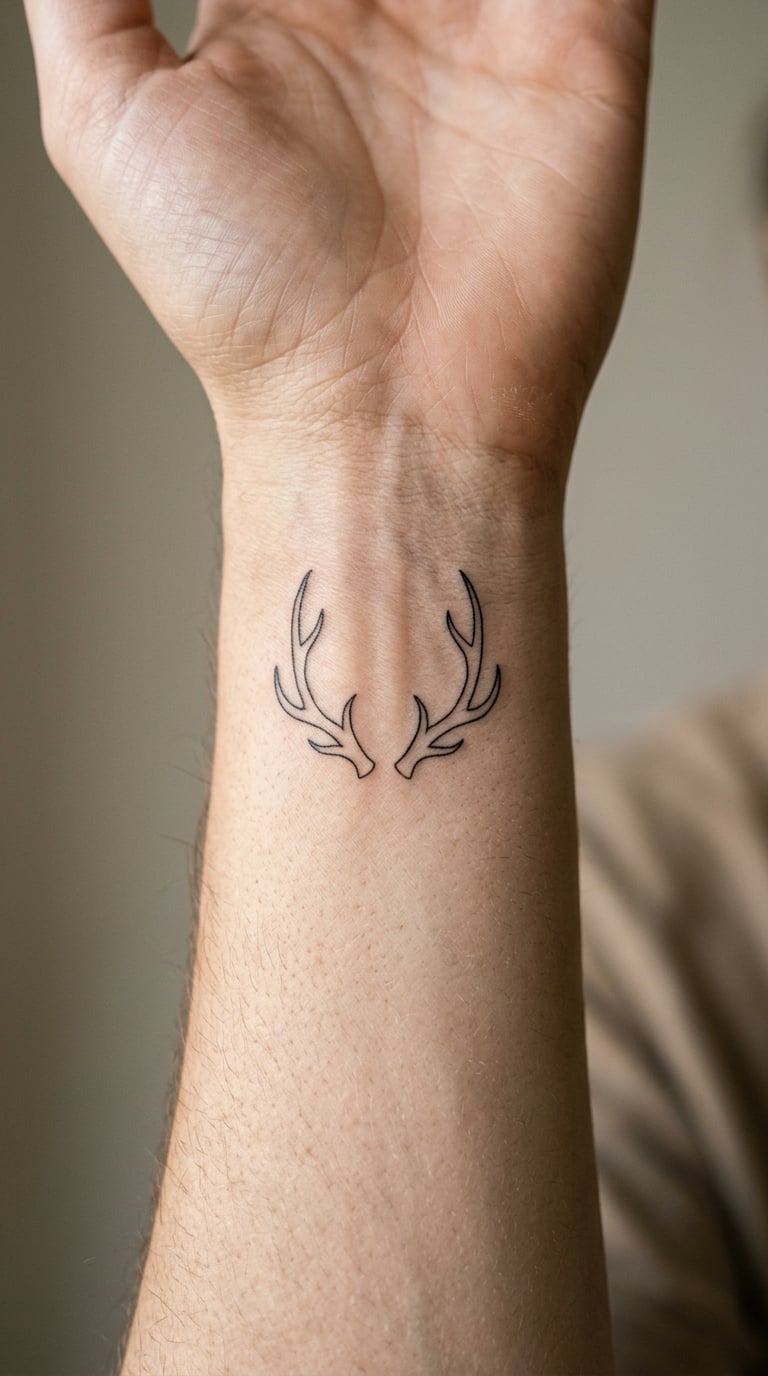 Minimalist Antler Tattoo