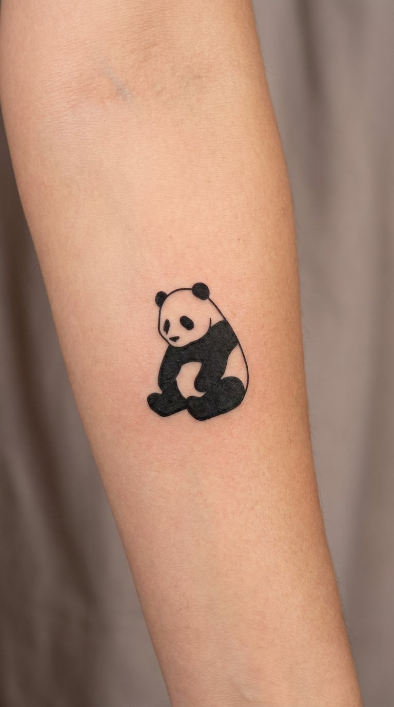 Minimal Black-Line Panda Sitting Pose