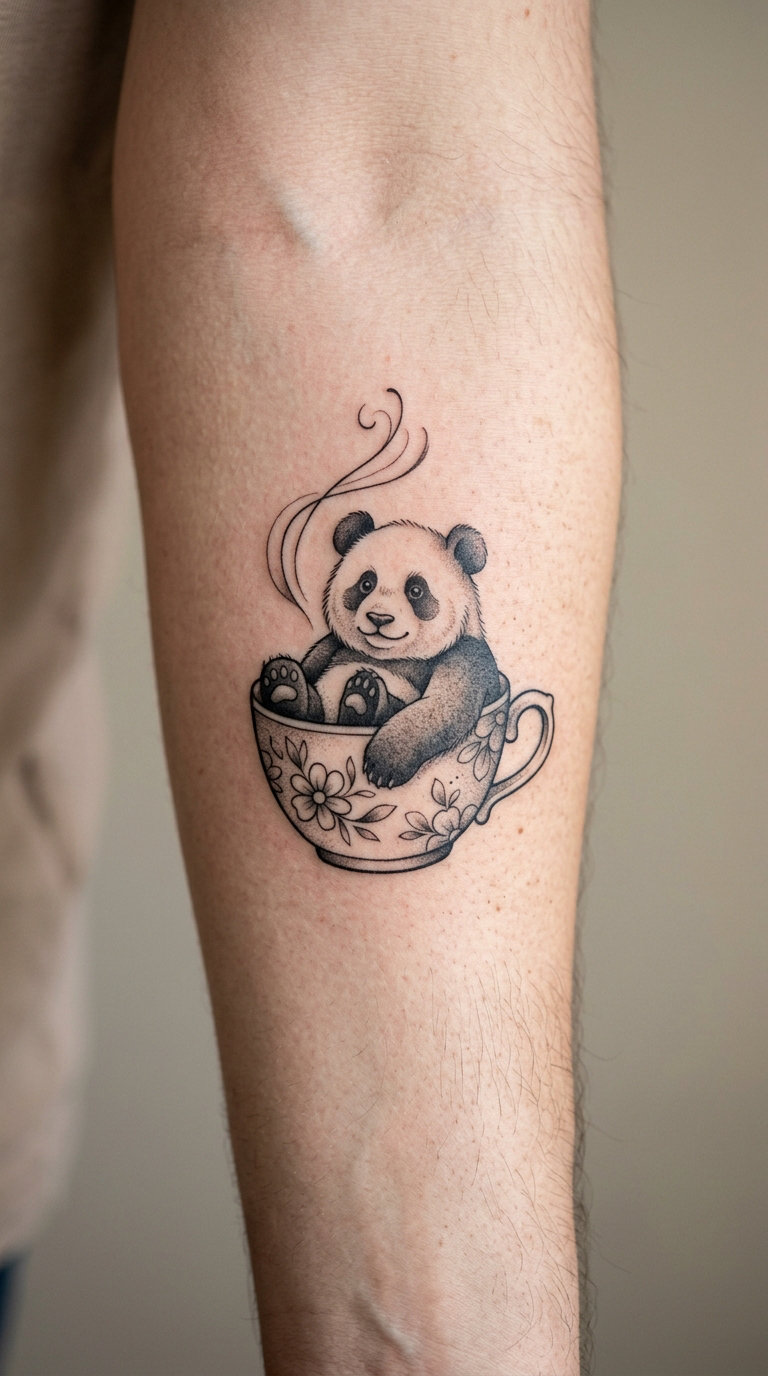 Panda Sitting in a Teacup
