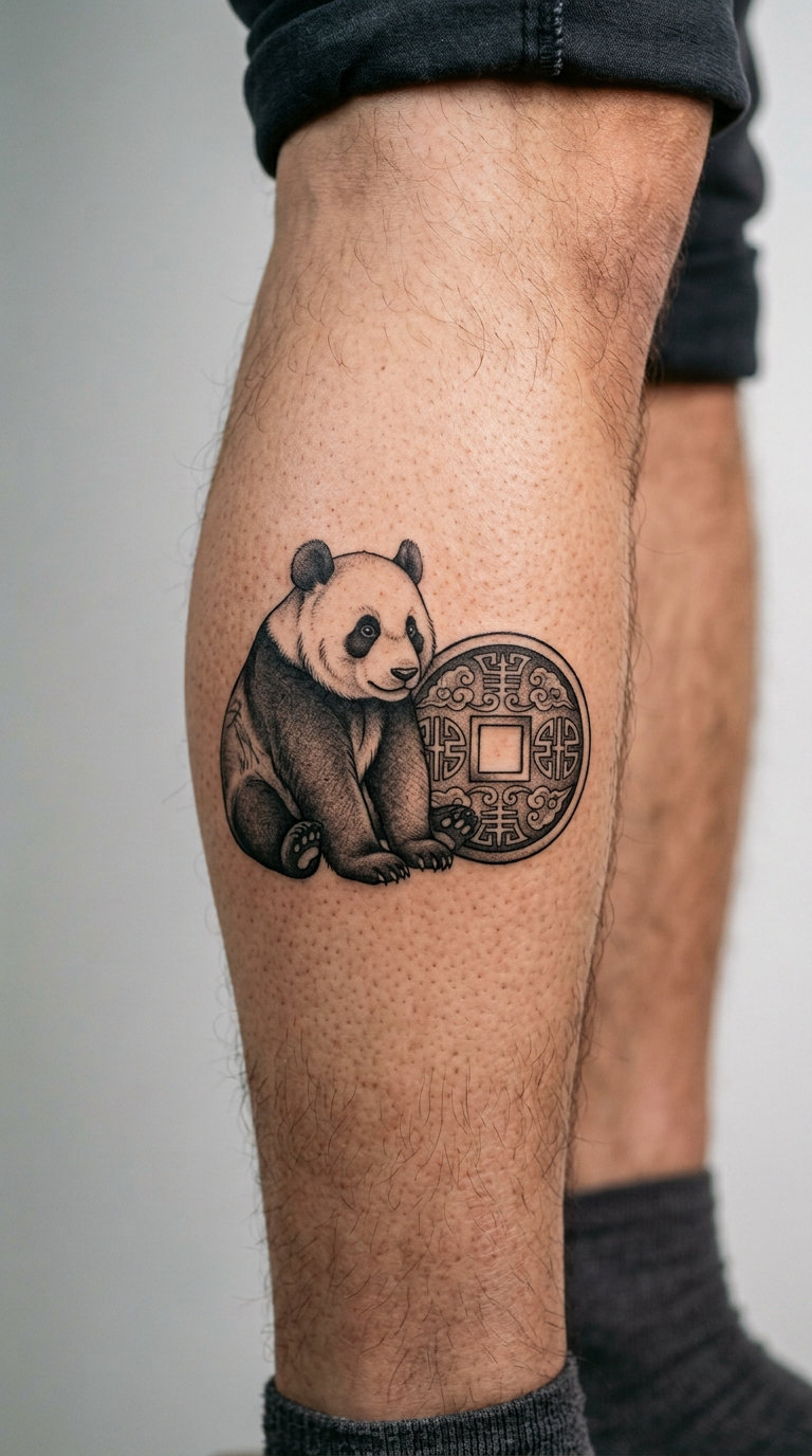 Panda and Lucky Coin Motif