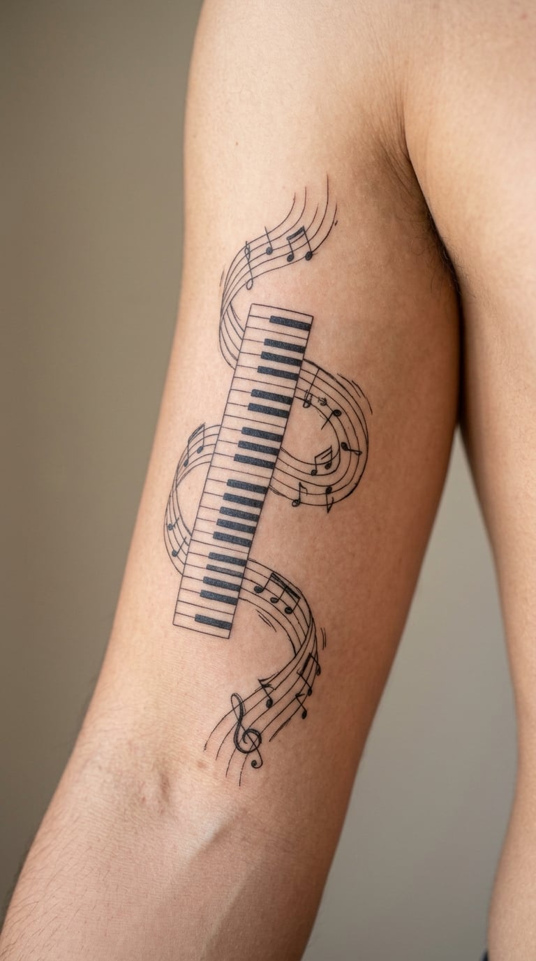 Sheet-Music-Inspired Piano Keys