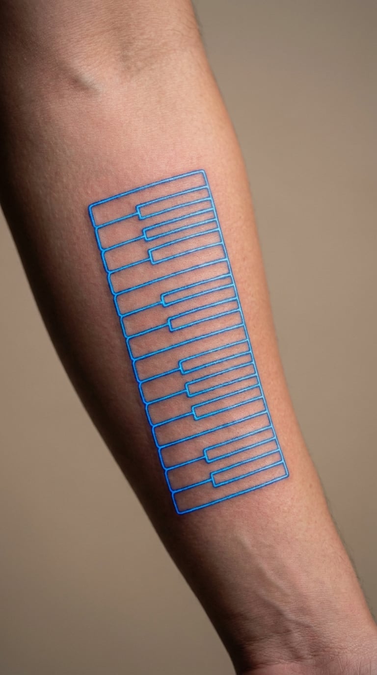 Neon-Outline Piano Keys