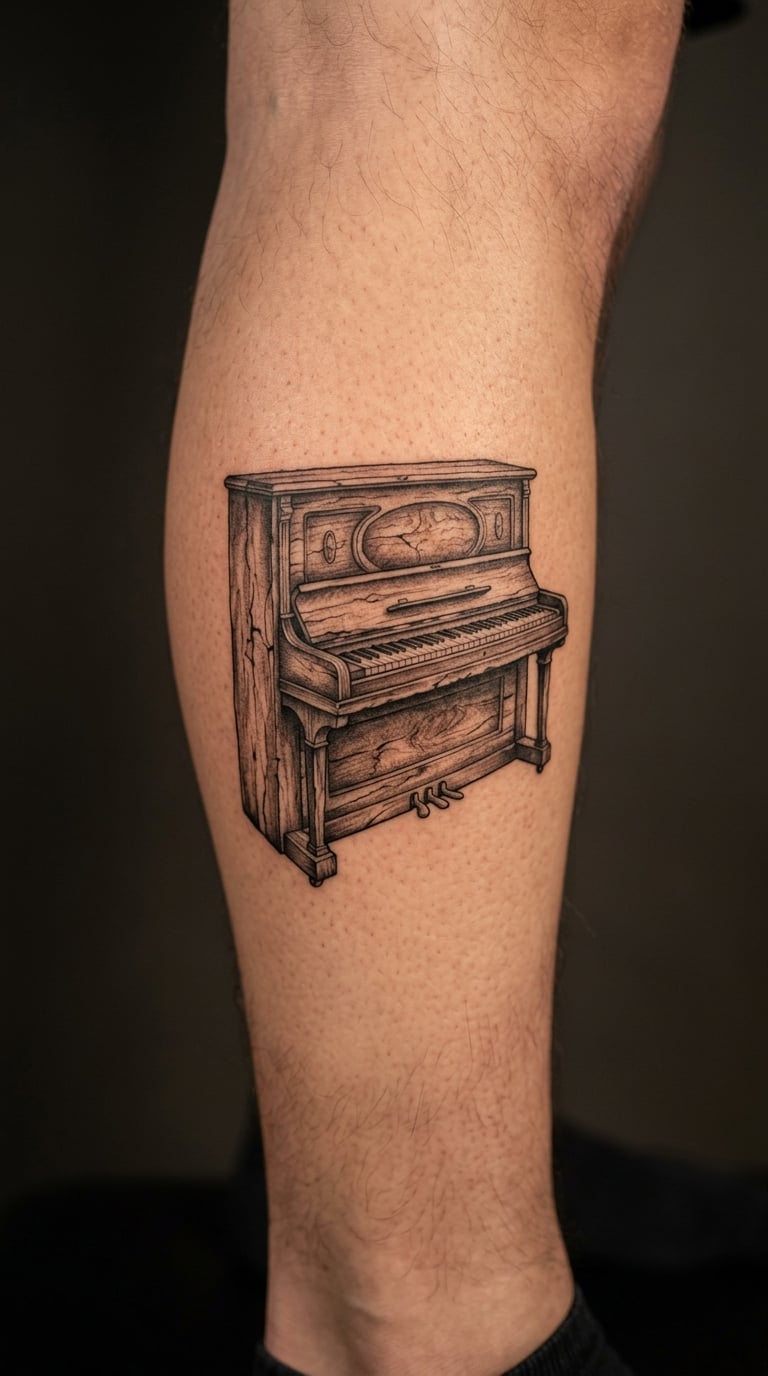 Old Piano with Cracked Wood
