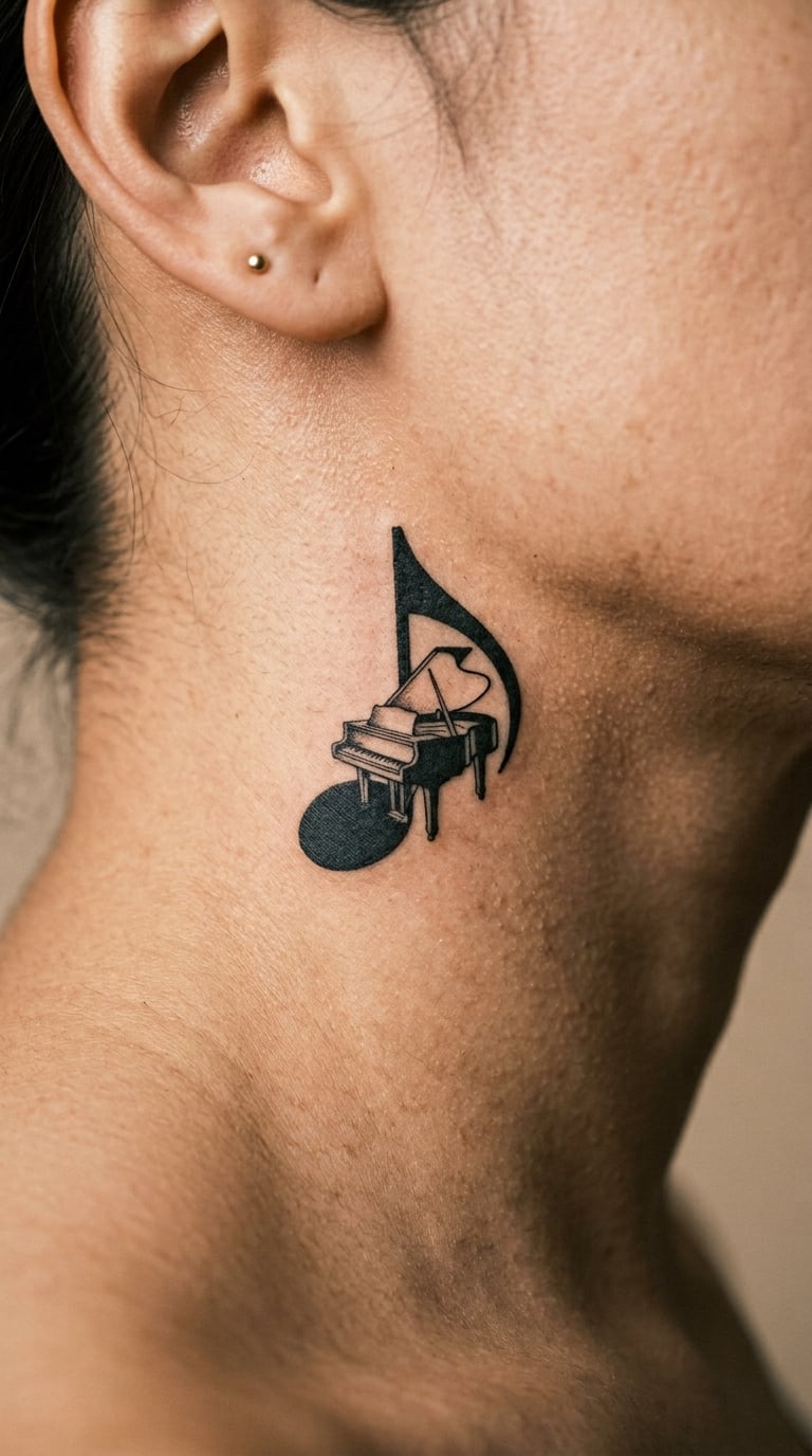 Piano Inside a Music Note