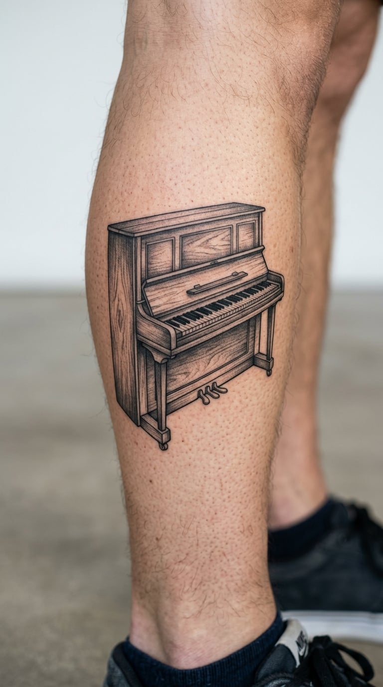 Realistic Upright Piano on the Calf