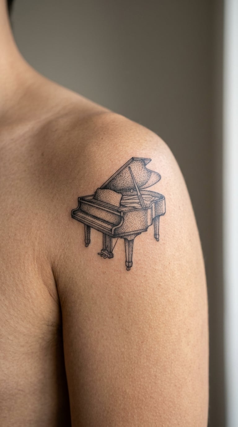 Baby-Grand Piano in Dotwork