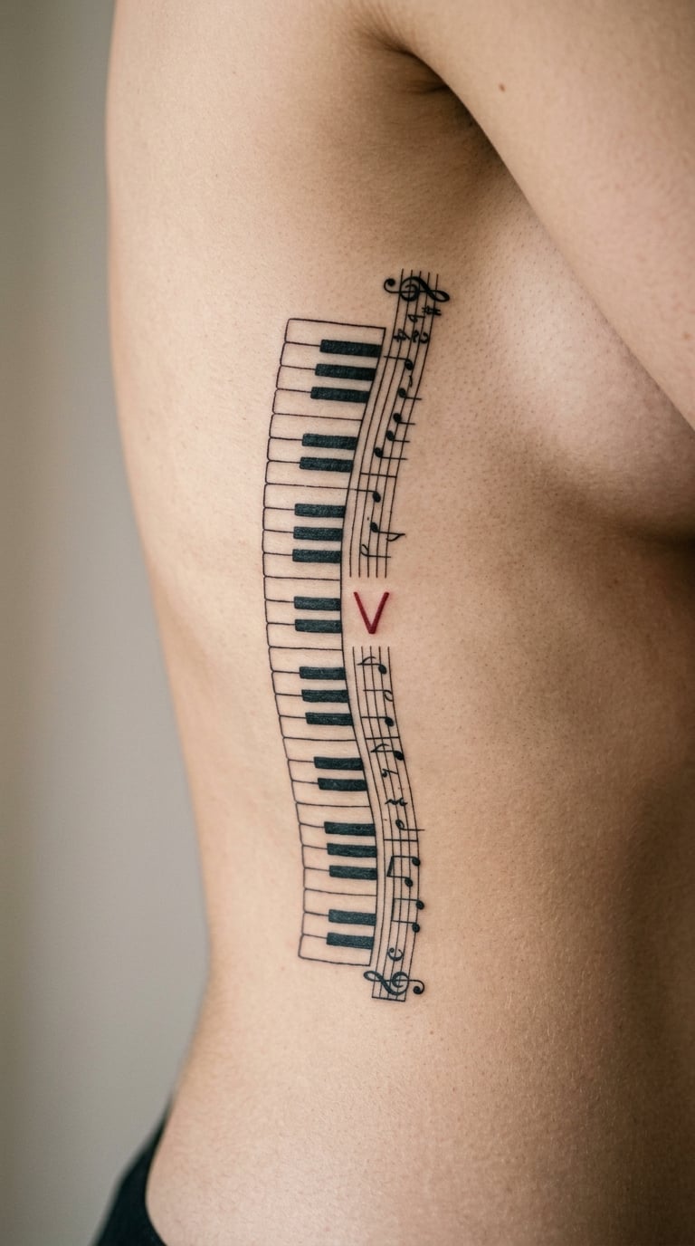 Handwritten Piano Pattern on the Rib