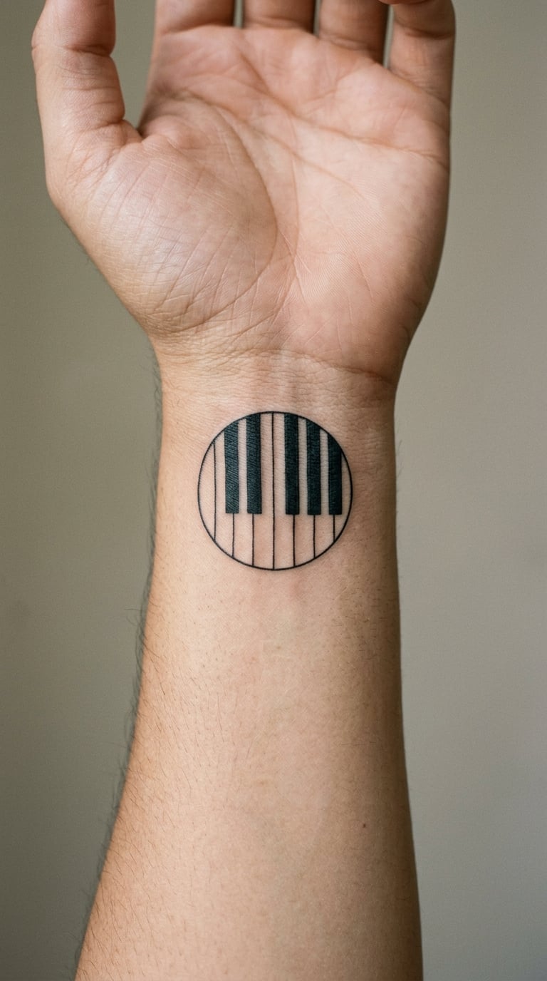 Piano Keyboard in a Small Circle