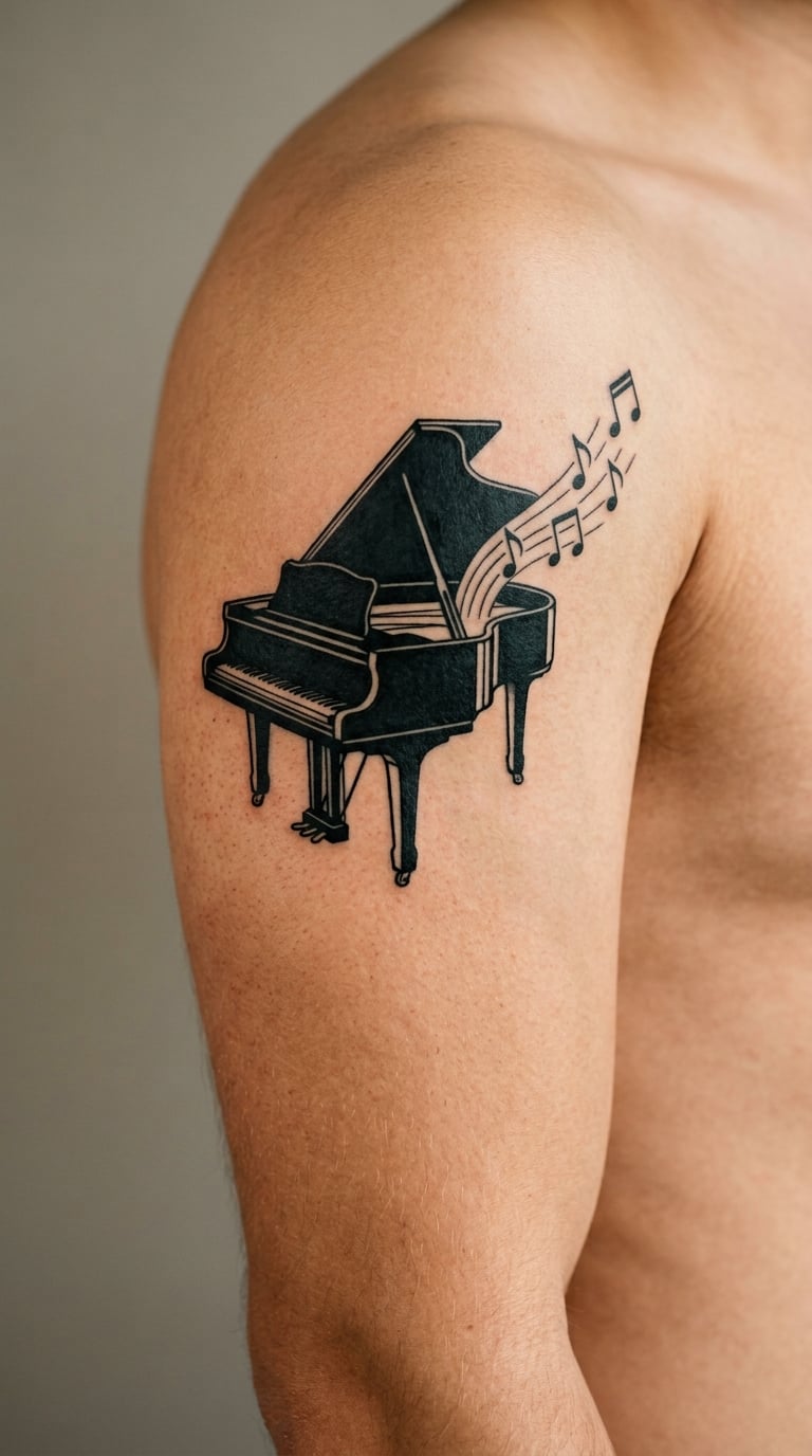 Blackwork Piano with Falling Notes