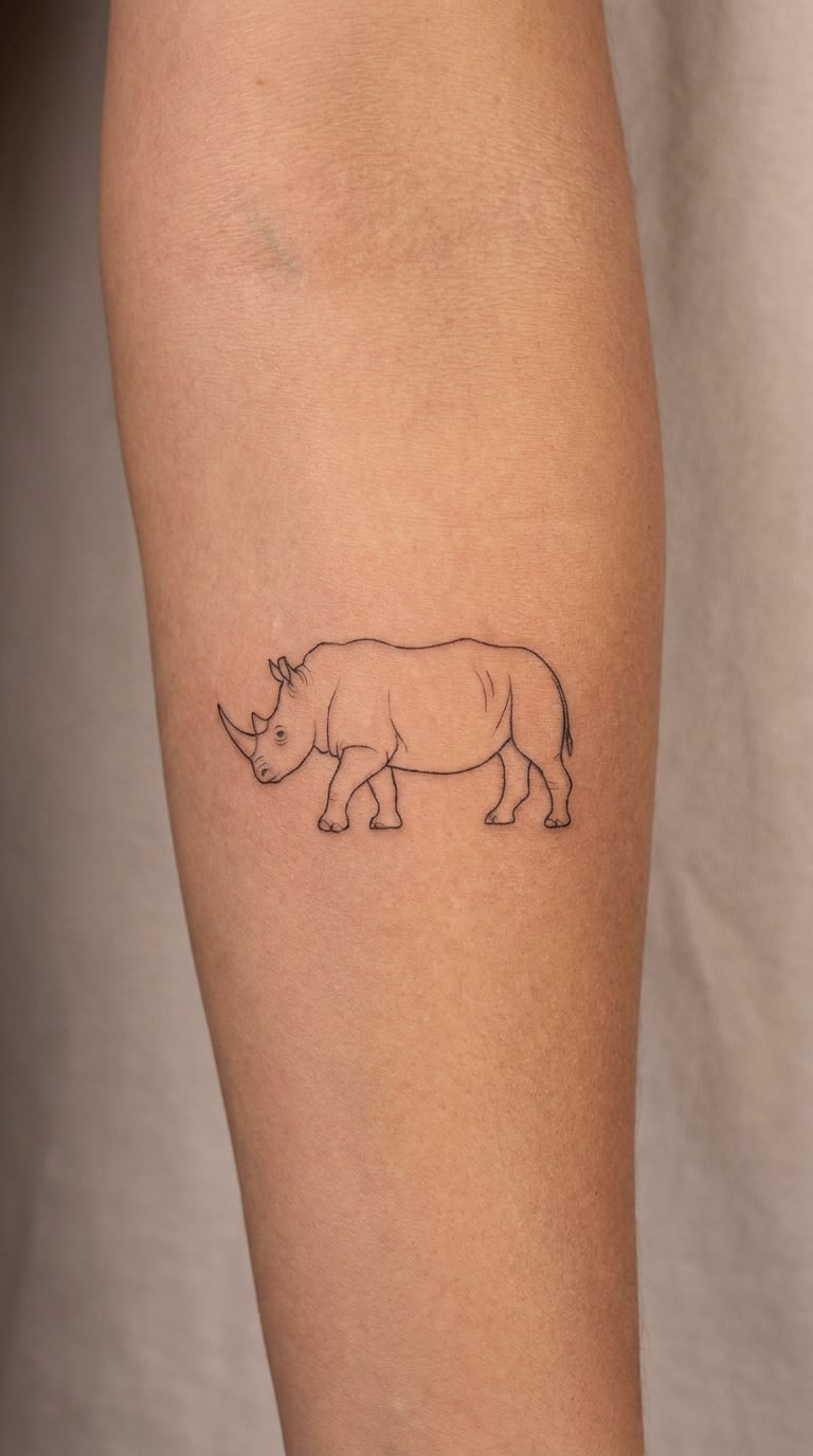 Fine-Line Rhinoceros Outline