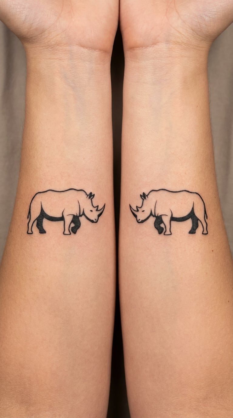 Two-Rhino Matching Tattoo