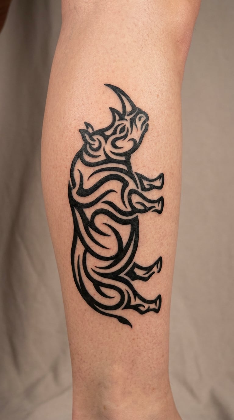 Rhino Made from Tribal Lines