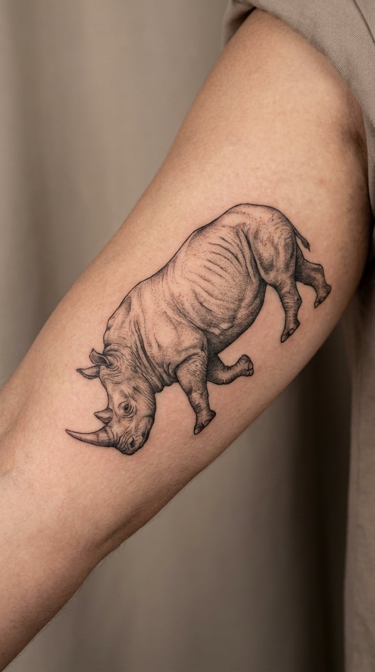 Realistic Charging Rhinoceros