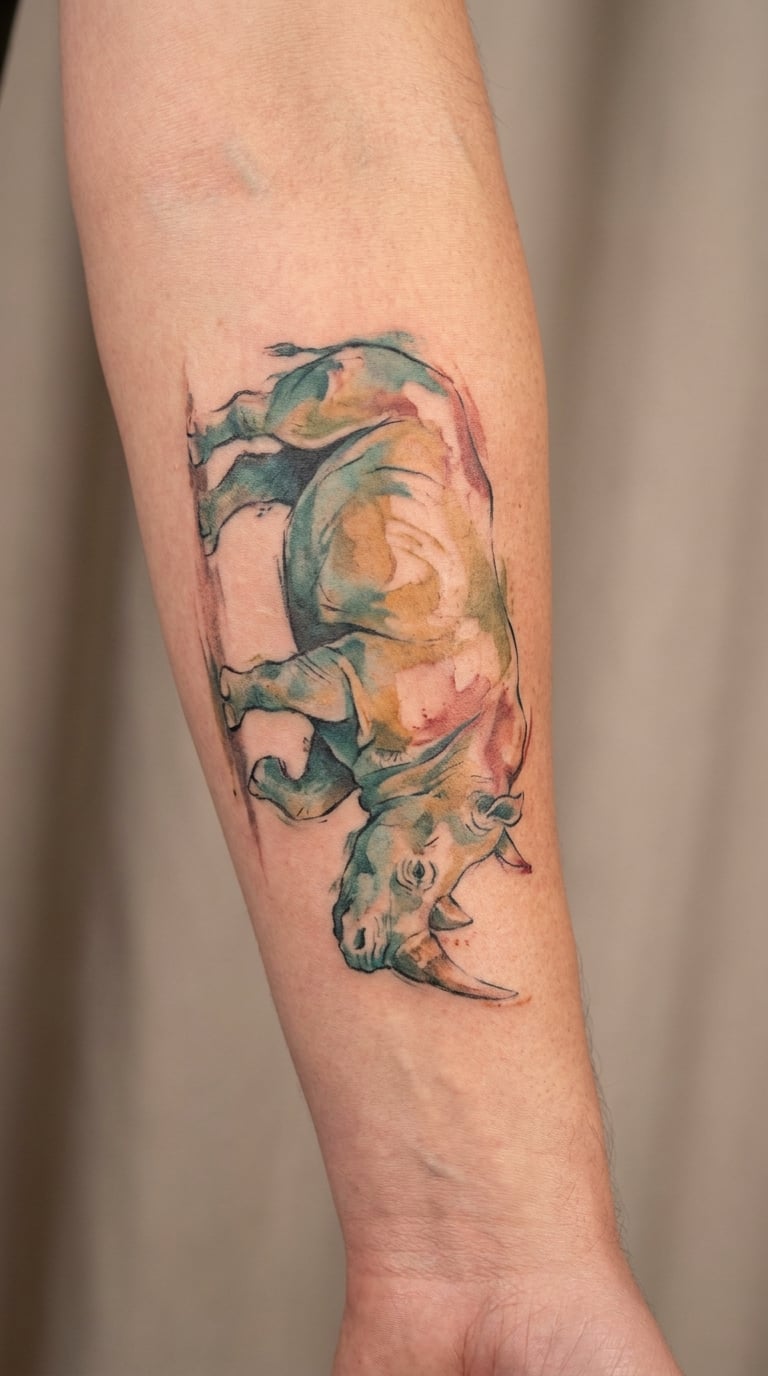 Watercolor Rhinoceros